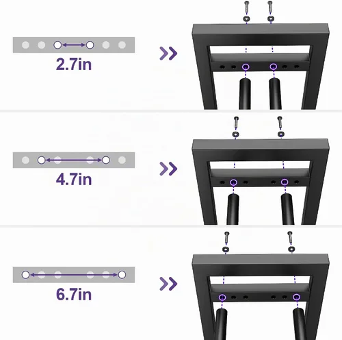 Vista 4 de niffgaff Estante Ajustable de 3 Niveles para Mancuernas con Ganchos, Base Extendida para Almacenamiento de Pesos para Gimnasio en Casa – Soporta