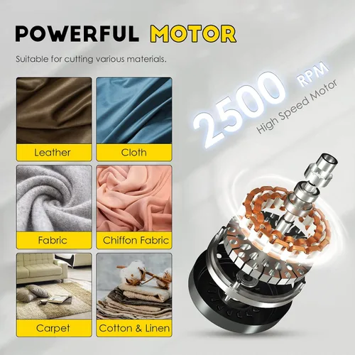 Vista 5 de CGOLDENWALL Cortador eléctrico rotativo de tela, multicapa, grosor de corte de 1 pulgada, para tela, cuero, alfombra, 2400 RPM, 110 V