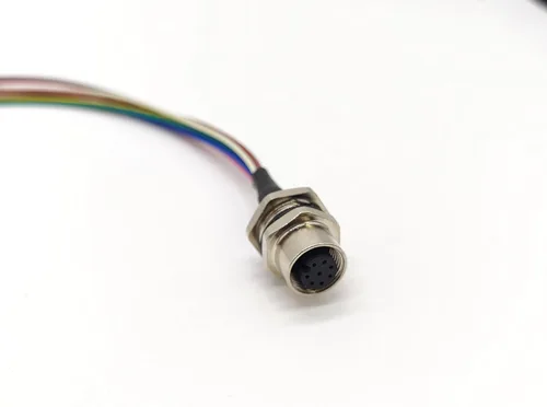 Vista 3 de 10 unids M12 8pin conector hembra A-Code Panel Receptáculo Conector de montaje trasero Tipo de soldadura recta con bloqueo de rosca con 19.7 in
