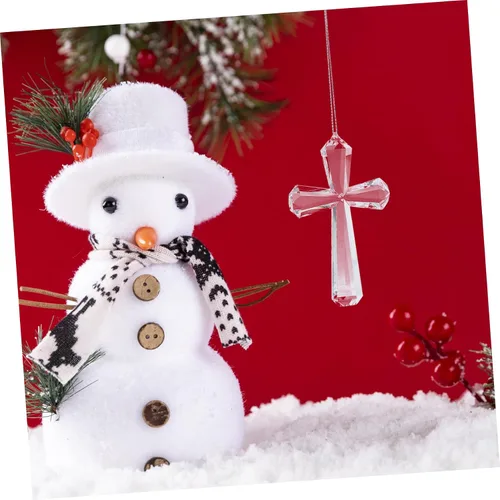 Vista 5 de Operitacx Adorno de cruz pequeña, decoración única para colgar en el árbol de Navidad, diseño elegante y delicado para el hogar y decoración