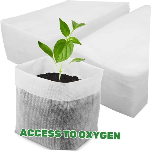 Vista 3 de 100pcs Biodegradable Non-Woven Planting Bags Nursery Growing Pouches 20x20cm for Vegetables Flowers Seedlings Garden Cultivation