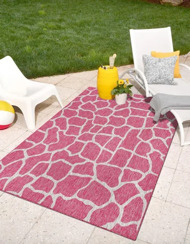 Vista 15 de Unique Loom Outdoor Safari Collection - Alfombra de área - Jirafa (2' x 6' 1" camino, azul/gris)