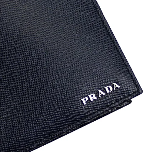 Vista 2 de Prada Billetera de cuero Saffiano azul para hombre 2m0738 Baltico+Nero, Azul (Báltico+nero), Bi-fold