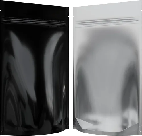 Vista 19 de Bolsas de barrera estilo Mylar – Cremallera con sellado térmico – 100 bolsas (negro brillante/transparente, 0.04 oz - 3 x 4.5 pulgadas)