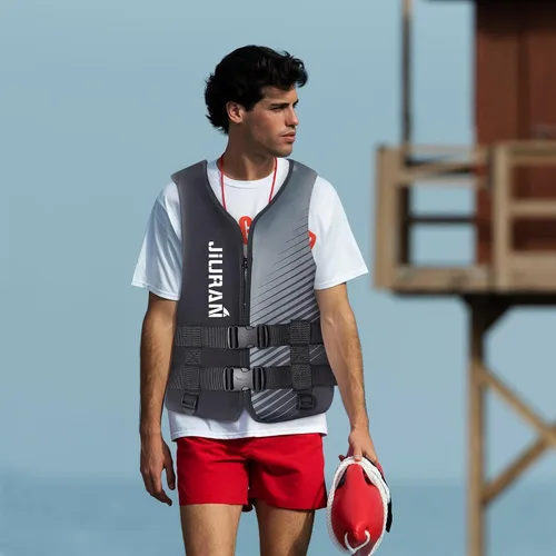 Vista 7 de Chaleco de kayak para adultos con correas para las piernas, chaqueta de chaleco de natación de secado rápido para navegación, pesca, surf, chaqueta