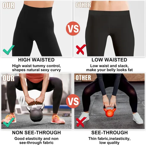 Vista 5 de Paquete de 3 leggings para mujer, de cintura alta, no se transparentan, con control de abdomen, pantalones de yoga suaves para mujer, leggings
