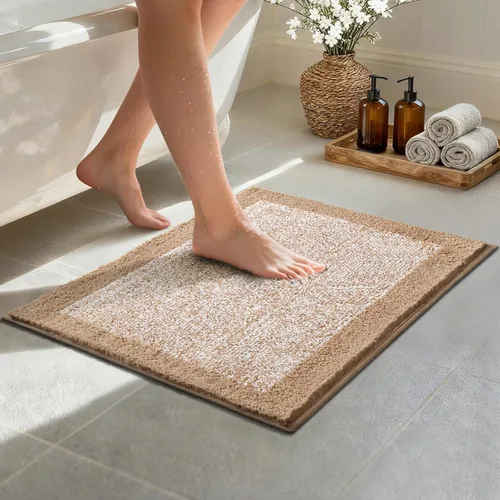 Vista 46 de Alfombras de baño de 17 x 24 pulgadas, antideslizantes, lavables, color gris, para bañera, tapete de baño para baño, tapete suave y absorbente