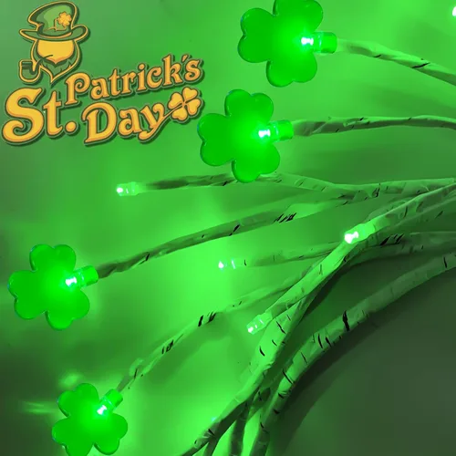Vista 4 de [Temporizador y 8 modos] Guirnalda de 6 pies con 48 luces LED del día de San Patricio, decoraciones del día de San Patricio, guirnalda de San