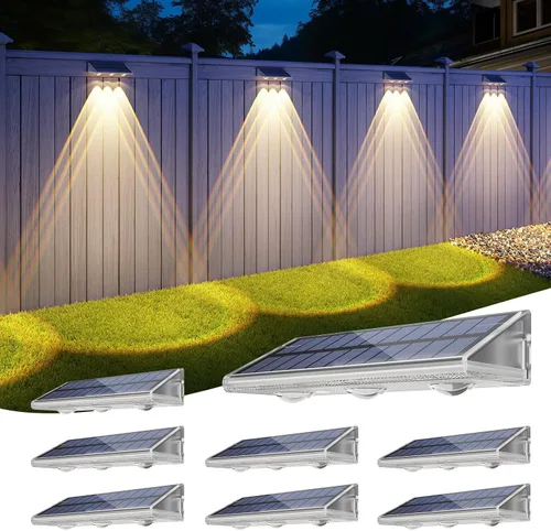 Vista 12 de YiLaie - Luces solares para valla al aire libre, IP67 impermeable, 16-25H 3000 K/6500 K/4500 K