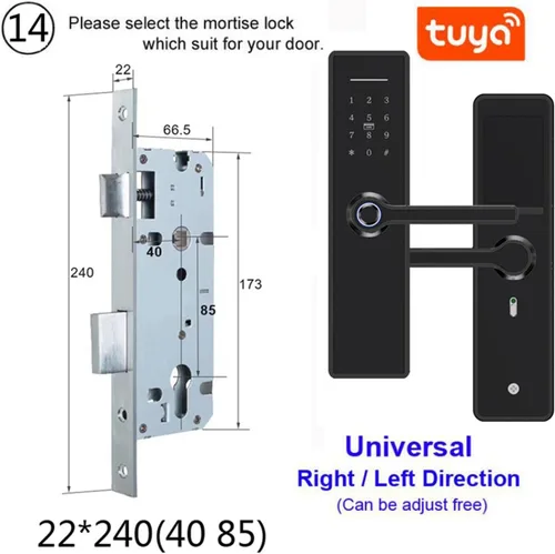 Vista 2 de WiFi Fingerprint Door Lock Stainless Steel Support Tuya APP Code/Smart Card Black X6 (Color : 40)