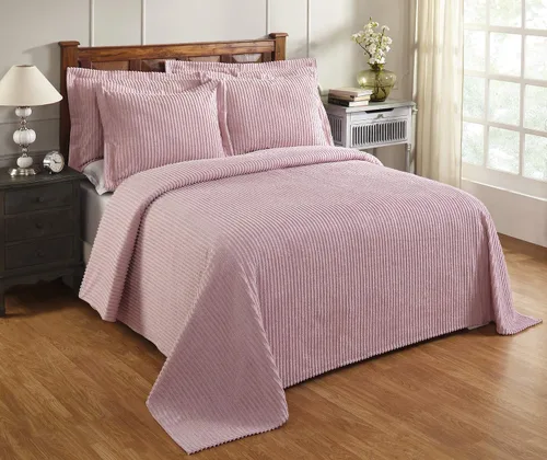 Vista 16 de Better Trends Colchas de Chenille Tamaño Individual, Azul 100% Algodón Chenille Diseño de Rayas Acolchado Cobertor Suave Liviano, 96"x110" con 1