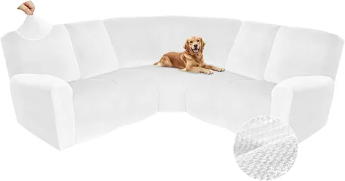Vista 485 de Arfntevss Fundas de sofá seccional reclinable de terciopelo, Funda de sofá seccional de esquina para sofá reclinable, Funda elástica suave