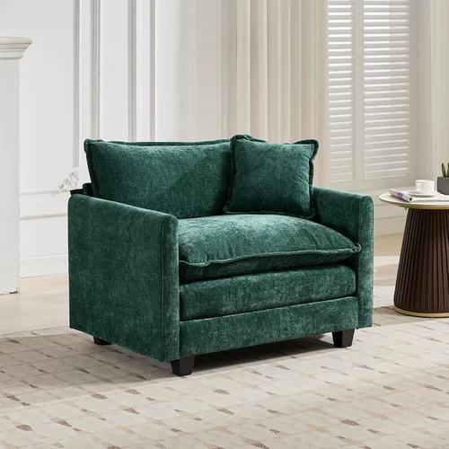 Vista 240 de Sofá seccional modular verde de 111.5", sofás seccionales grandes de 3 plazas para sala de estar, sofá nube oversized de tela chenille con otomana