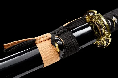 Vista 7 de Espada Katana Tradicional Forjada a Mano con Templado de Calor/Arcilla Verdaderas Katanas de Acero al Carbono 1060/1095 T10, Afilar, Espiga