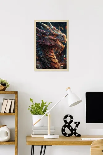 Vista 2 de Trends International Wumples - Dragon Wall Poster, 22.4L x 14.7W, Blonde Framed Version