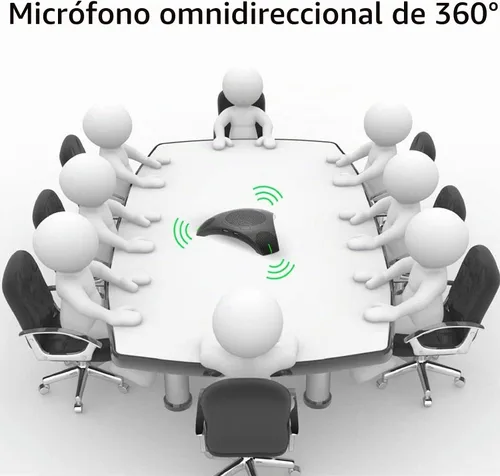 Vista 5 de Altavoz de conferencia USB con micrófono omnidireccional 360 para 8-10 personas, reducción de ruido DSP inteligente para reuniones de video (gris)