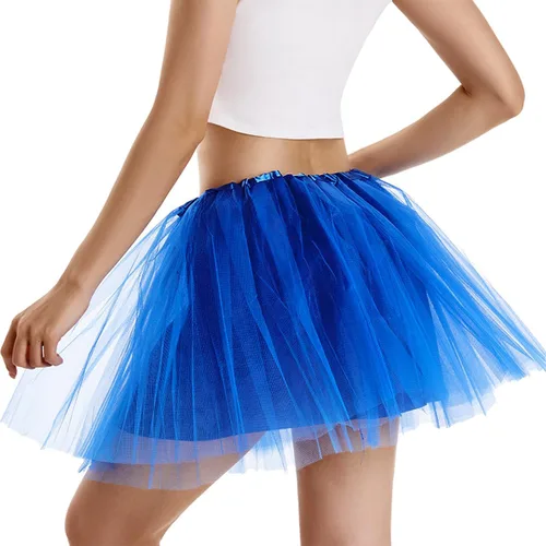 Vista 2 de Phantomon Falda tutú para mujer, adolescente, clásica, elástica, de 4 capas, de tul, para ballet, talla adulta, no se transparenta