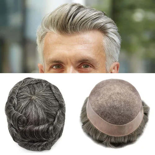 Vista 13 de Toupee - Sistema de cabello para hombre, monofilamento fino duradero, monofilamento europeo de repuesto para hombres, piezas de pelo