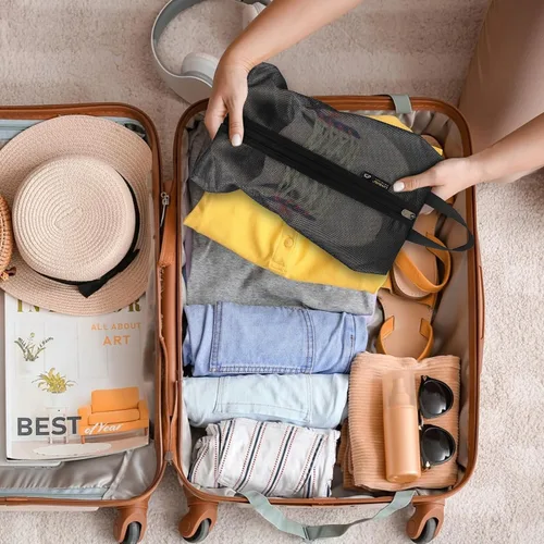 Vista 7 de Luvsusu Bolsas de zapatos esenciales de viaje, resistentes al agua, para hombres y mujeres, organizador portátil de almacenamiento de zapatos