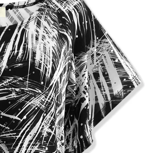 Vista 3 de Blusa de punto floral de manga corta con volantes para mujer