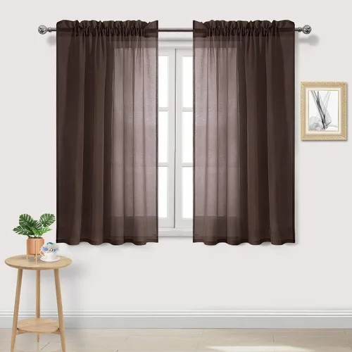 Vista 145 de DWCN Cortinas Transparentes Aqua de Voile Semitransparente con Bolsillo para Barra para Dormitorio y Sala de Estar, 36 x 36 pulgadas de Largo, Juego