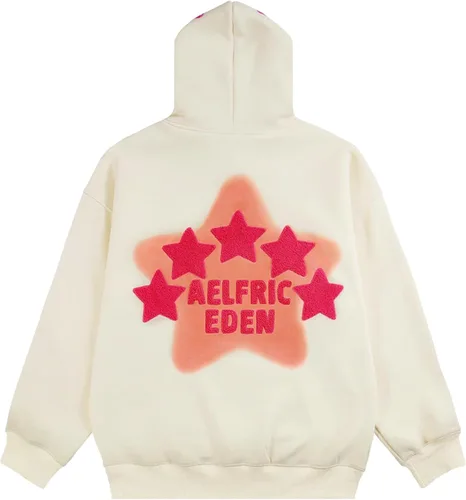 Vista 2 de Aelfric Eden - Sudaderas con capucha para mujer, con estampado de estrellas rosadas, unisex, de gran tamaño, manga larga, con bolsillo