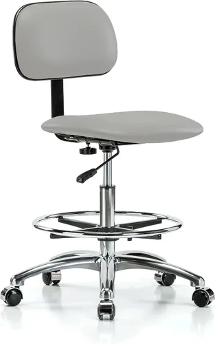 Vista 51 de Perch - Silla de laboratorio cromada con respaldo ajustable, altura del escritorio de 17 a 22 pulgadas, tela negra