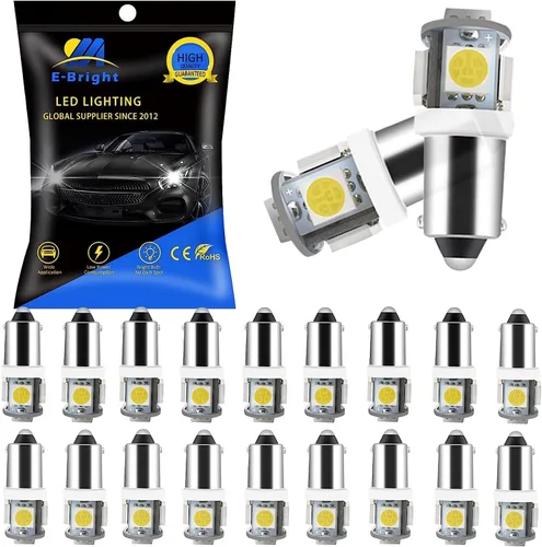 Vista 9 de Bombillas de luz LED EverBrightt BA9S 194 168 W5W SMD, lámpara para puerta lateral, baliza de coche, CC 12 V, 5SMD-Azul Bule