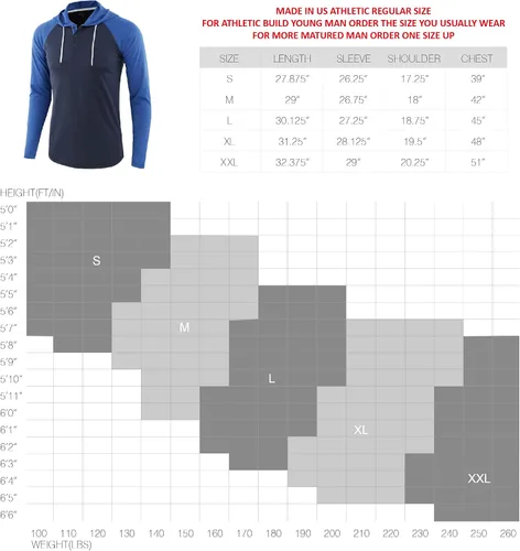 Vista 3 de HETHCODE Men's Casual Lightweight Long Sleeve Raglan Active Sports Henley Jersey Hoodie Shirts