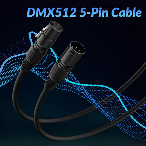 Vista 2 de Cable DMX de 5 pines de 4 pies (paquete de 2), DMX512 XLR de 5 pines macho a hembra, señal premium para iluminación de escenario, controlador