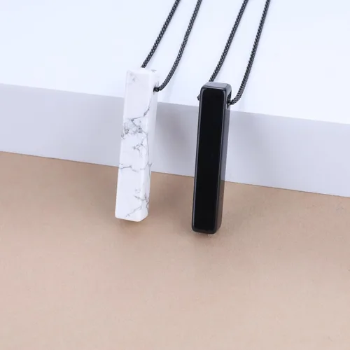 Vista 4 de COAI Collares con colgante de piedra de barra Yin Yang para parejas