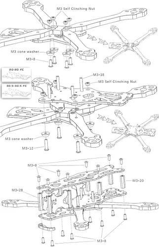 Vista 2 de Kit de marco para drones compatible con APEX HD Racing Drone Quadcopter (marco con impresión 3D)