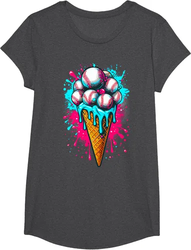 Vista 32 de Camiseta de béisbol de acuarela de helado de béisbol