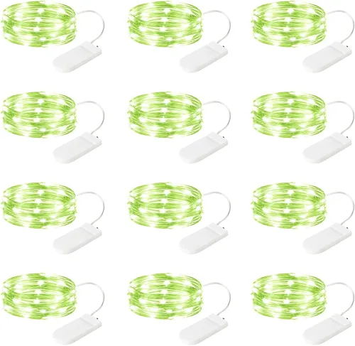 Vista 20 de Paquete de 4 50 luces LED que funcionan con pilas con temporizador de bricolaje, cadena de luces recargables de 16 pies para interiores, 8 modos