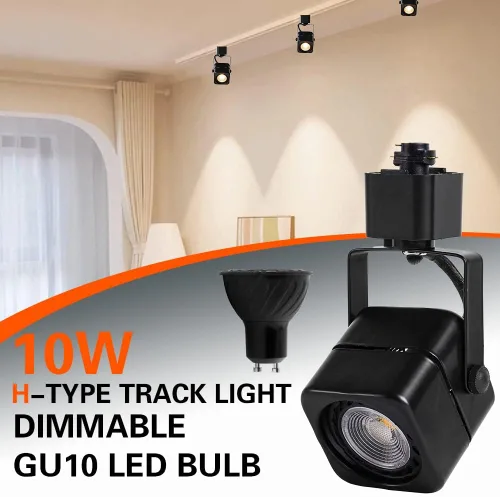 Vista 3 de Cabezales de luz de riel de 10 W H, cabezales de iluminación LED regulables para obras de arte de acento, luz de pista lineal tipo H 3000 K, blanco