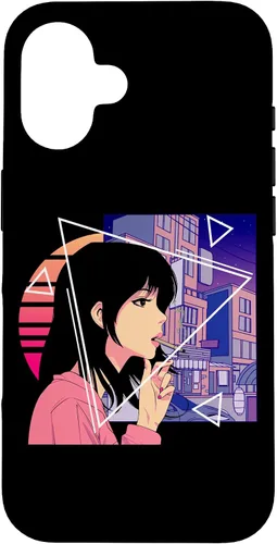 Vista 32 de Retro 80's Japanese Lofi Vaporwave Aesthetic Sad Anime Girl Case for iPhone 17
