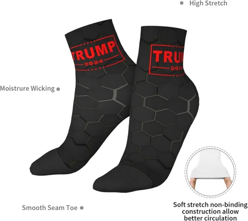 Vista 7 de GDJF Trump 2024 - Calcetines tobilleros de invierno de corte bajo, deportivos, cálidos, cómodos, transpirables, casuales, para hombres y mujeres