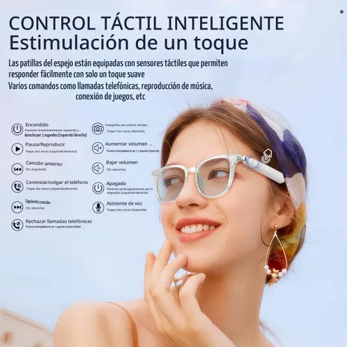 Vista 6 de GS07 - Lentes de sol fotocromáticos inteligentes, lentes de luz azul para hombres, Bluetooth 5.4, micrófono de sonido abierto y altavoces