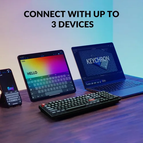 Vista 3 de Keychron K10 Pro Teclado Mecánico Inalámbrico Personalizable, QMKVIA Programable BluetoothCon Cable Retroiluminación Blanca, Interruptor Marrón