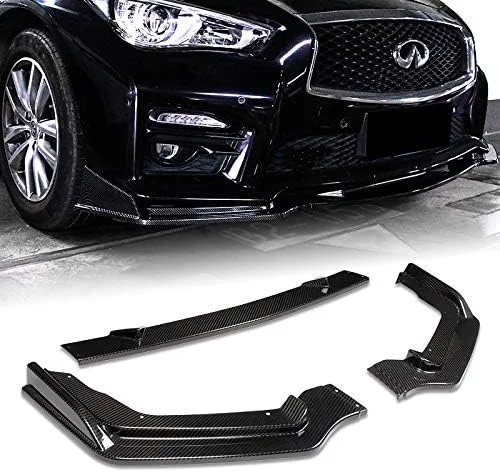 Vista 5 de Q1-TECH, borde de parachoques delantero compatible con Infiniti Q50 2014-2017 (solo modelo deportivo), alerón de parachoques delantero, kit divisor