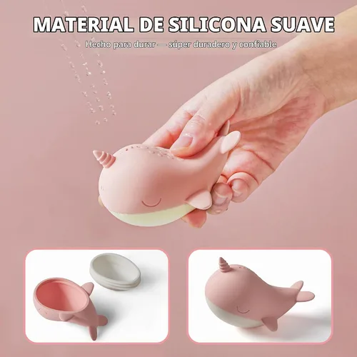 Vista 5 de MarcZero Juguetes de baño de silicona, 8 piezas, juego de océano para niños Rosa