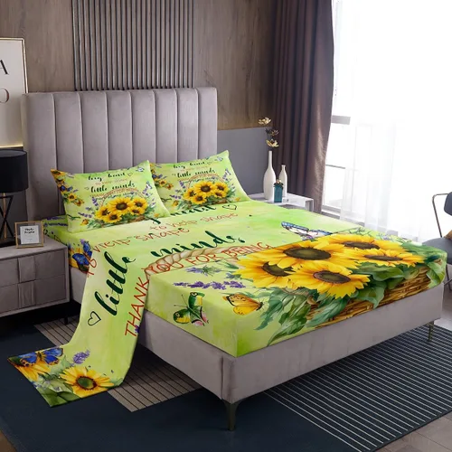 Vista 16 de Regalos de jubilación para mujer, juego de sábanas de tamaño individual, sábanas de girasol, regalo para profesores, cesta de cosecha floral, juego