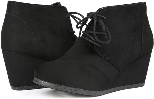 Vista 2 de DREAM PAIRS - Botines de tacón bajo con cordones para mujer de uso casual