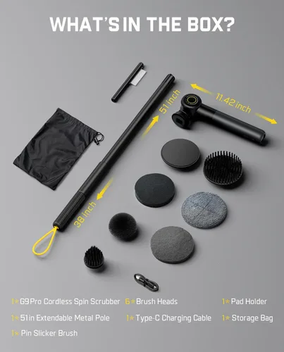 Vista 9 de Fanttik Flip G9 Pro - Limpiador eléctrico, motor VoltiPulse, limpiador de doble velocidad con 6 cabezales de cepillo, ángulo ajustable y mango Negro