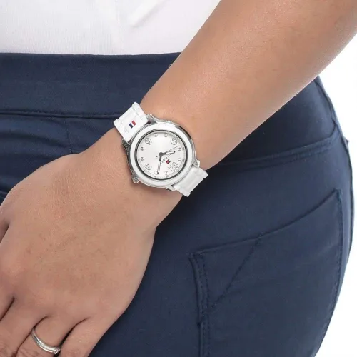 Vista 7 de Tommy Hilfiger Reloj analógico de cuarzo para mujer con correa de silicona 1781418 Blanco