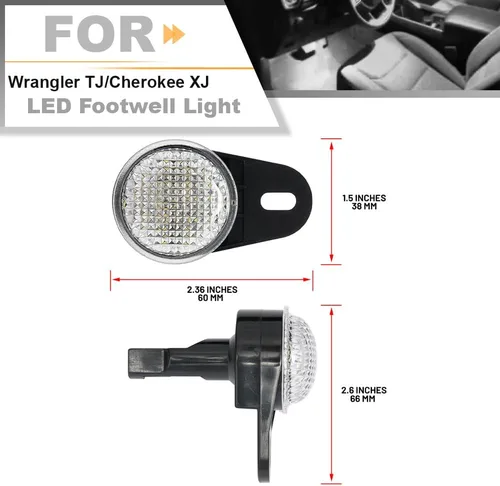 Vista 7 de Luz interior LED para el espacio de pies con arnés para Jee'p Wrangler TJ Blanco Jeep Dodge