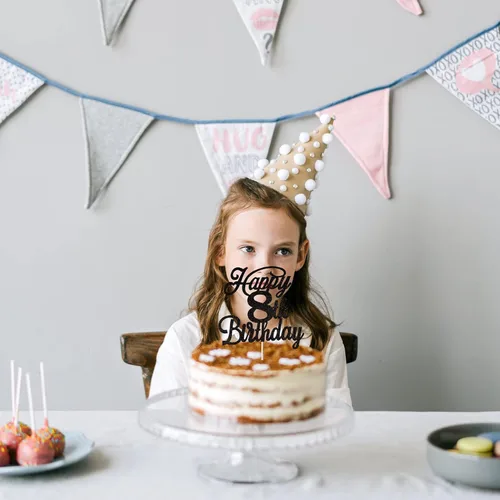 Vista 6 de Rsstarxi 1 paquete de decoración para tarta de cumpleaños 8 con purpurina negra de 8 años y fabulosos saludos a 8 años de edad, para celebrar el 8º