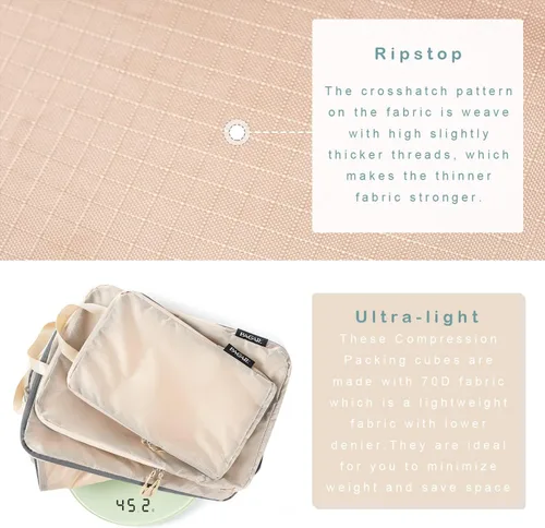 Vista 140 de BAGAIL 4 Set/6 Set Ultraligero Compresión Embalaje Cubos Organizador de Embalaje para Accesorios de Viaje Equipaje Maleta Mochila
