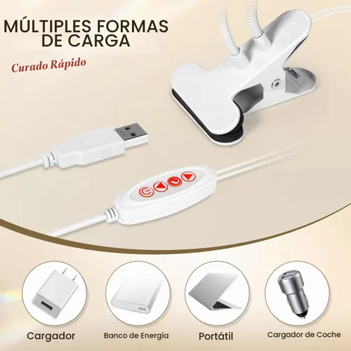 Vista 7 de AORAEM Lámpara de uñas LED UV, lámpara de uñas de doble cabeza para uñas de Blanco