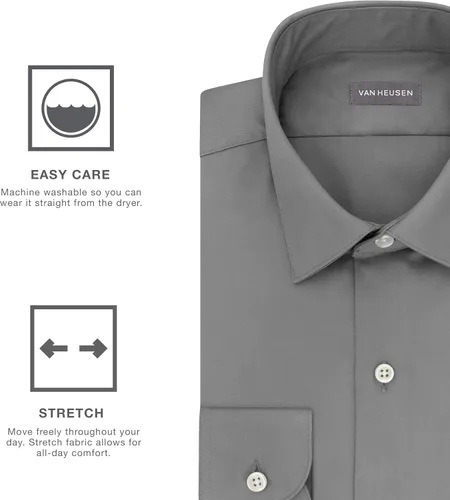 Vista 5 de Van Heusen Camisas de vestir para hombre ajustadas de satén elástico con cuello extendido